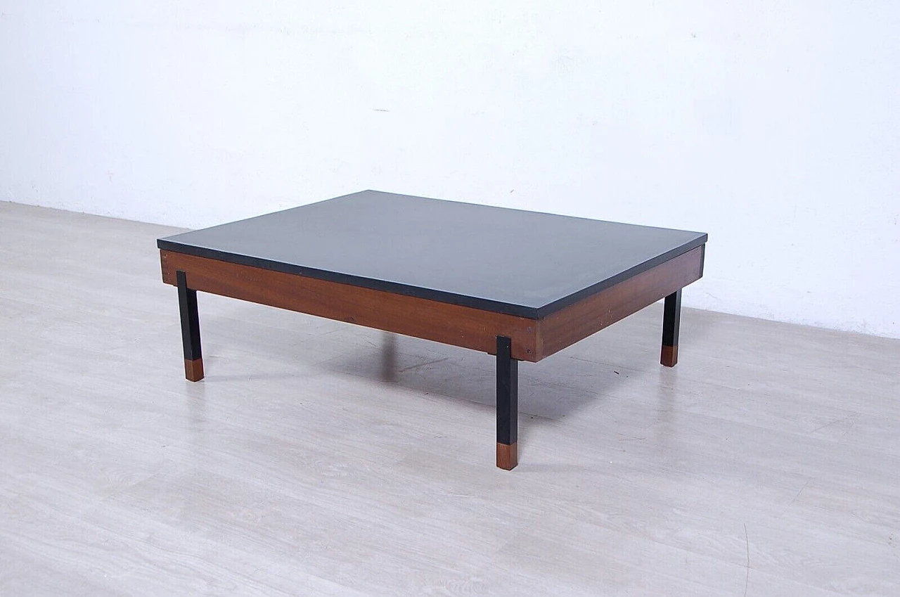 Two-tone wood, iron and formica coffee table, 1960s 4