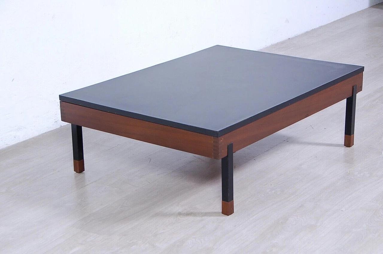 Two-tone wood, iron and formica coffee table, 1960s 5