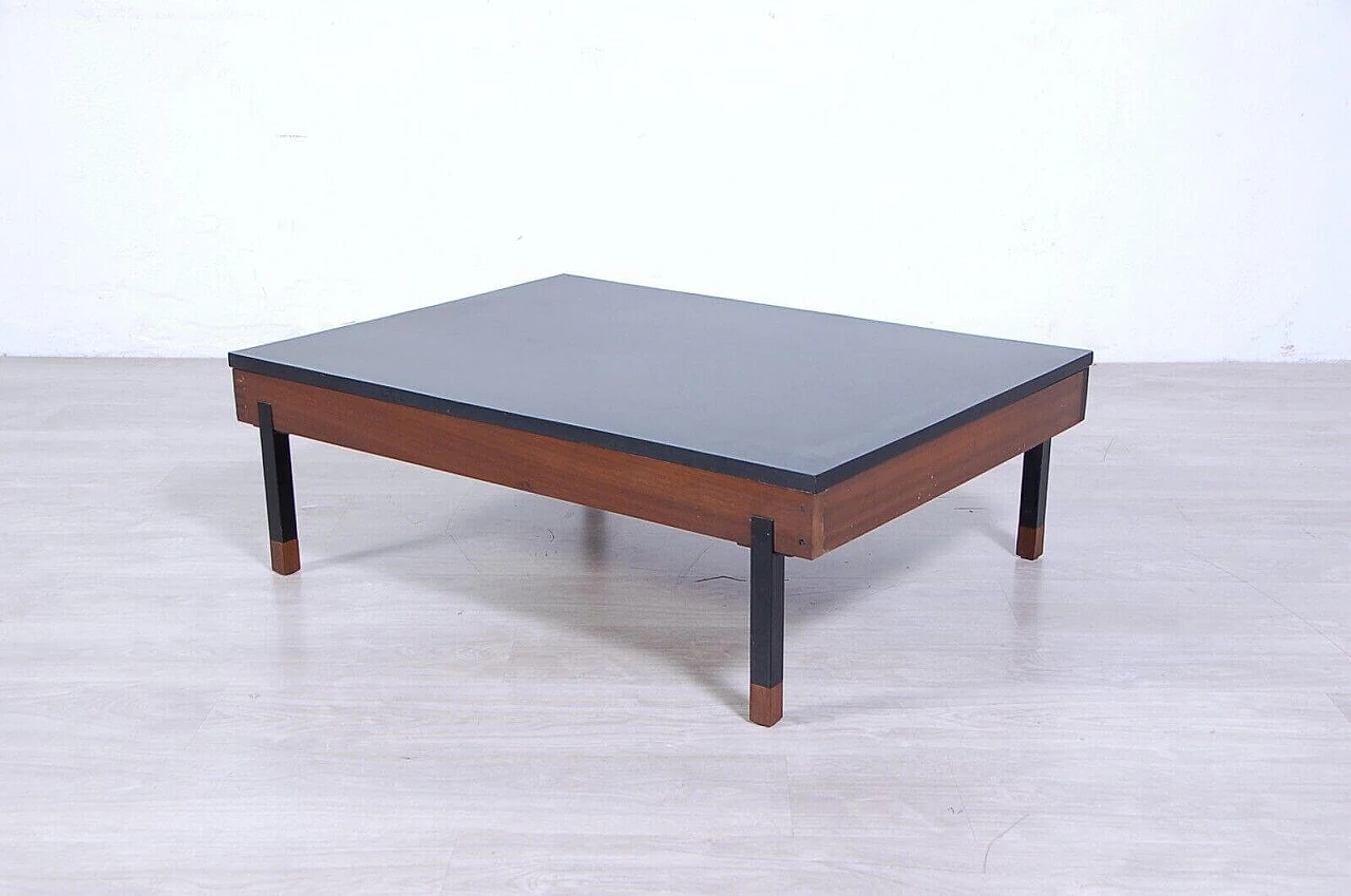 Two-tone wood, iron and formica coffee table, 1960s 12