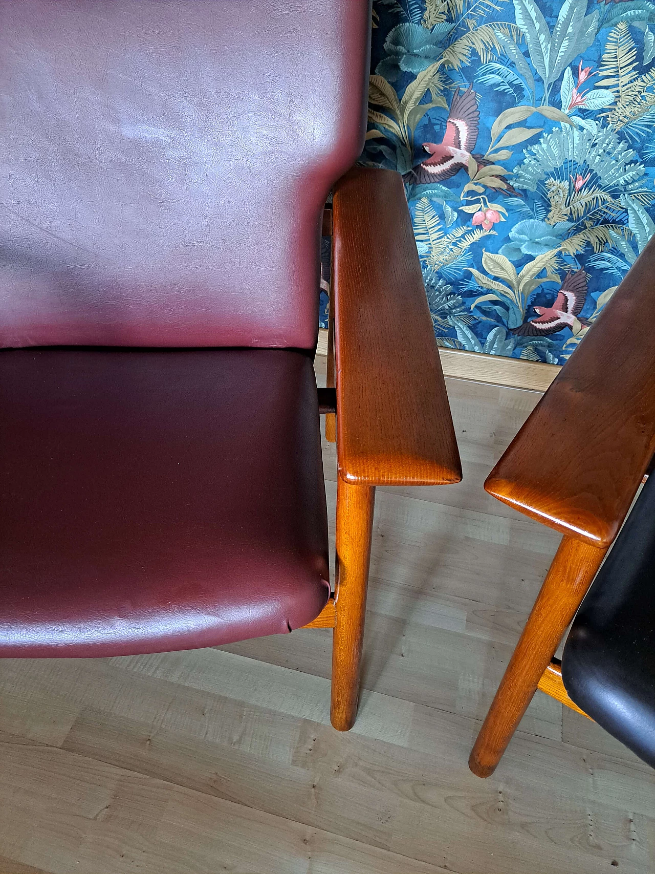 Pair of teak and leather armchairs by Charles F. Joosten for Framar, 1960s 3