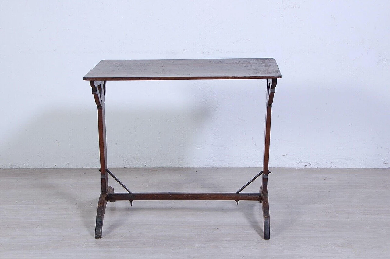 Walnut console table with iron structural struts, second half of the 19th century 1