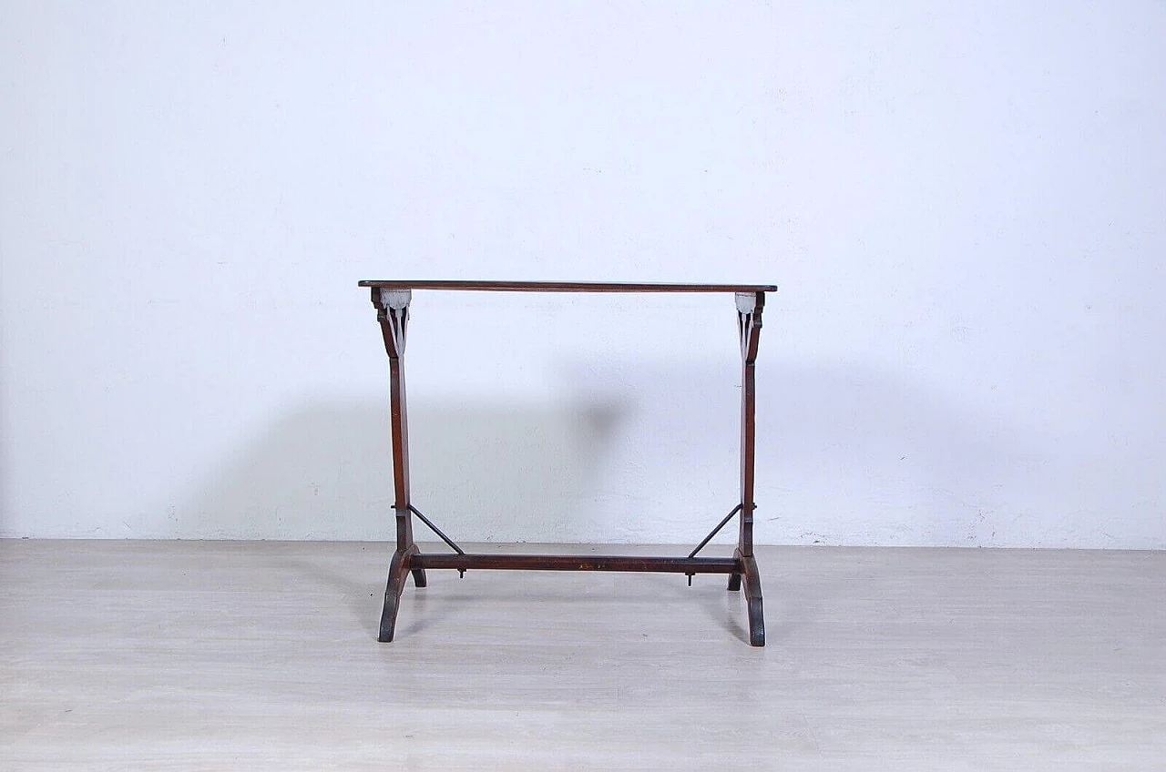 Walnut console table with iron structural struts, second half of the 19th century 3