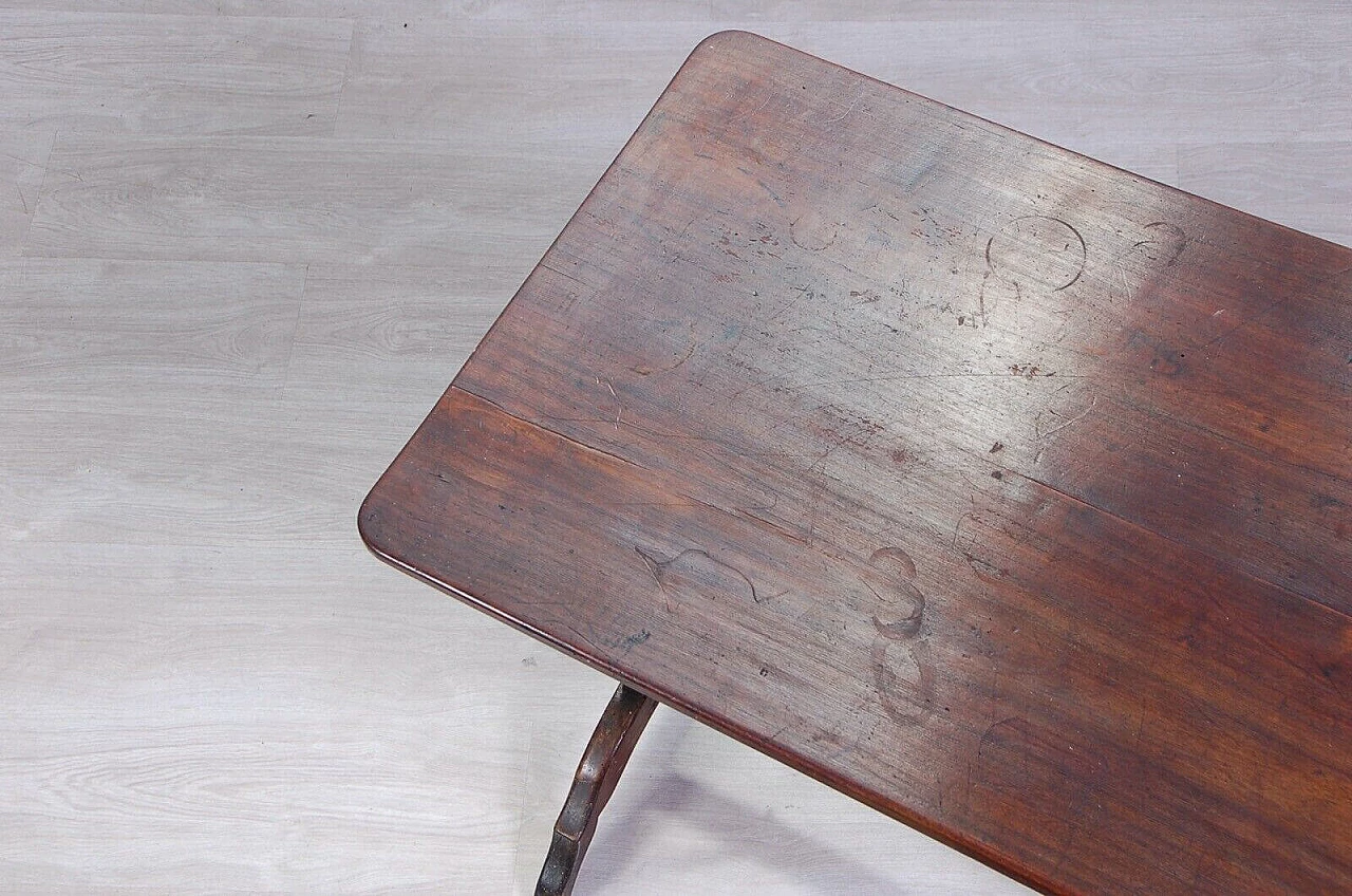 Walnut console table with iron structural struts, second half of the 19th century 9