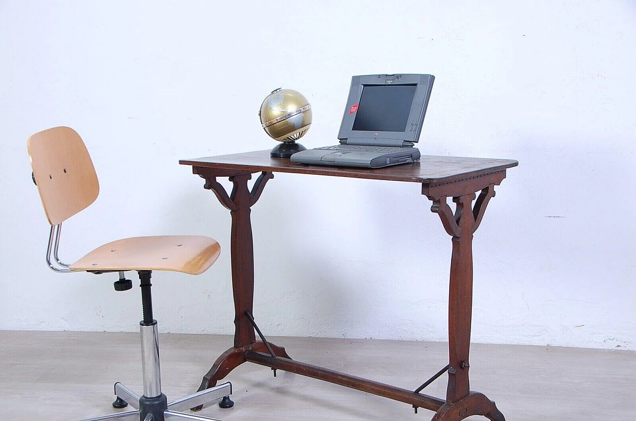 Walnut console table with iron structural struts, second half of the 19th century 11