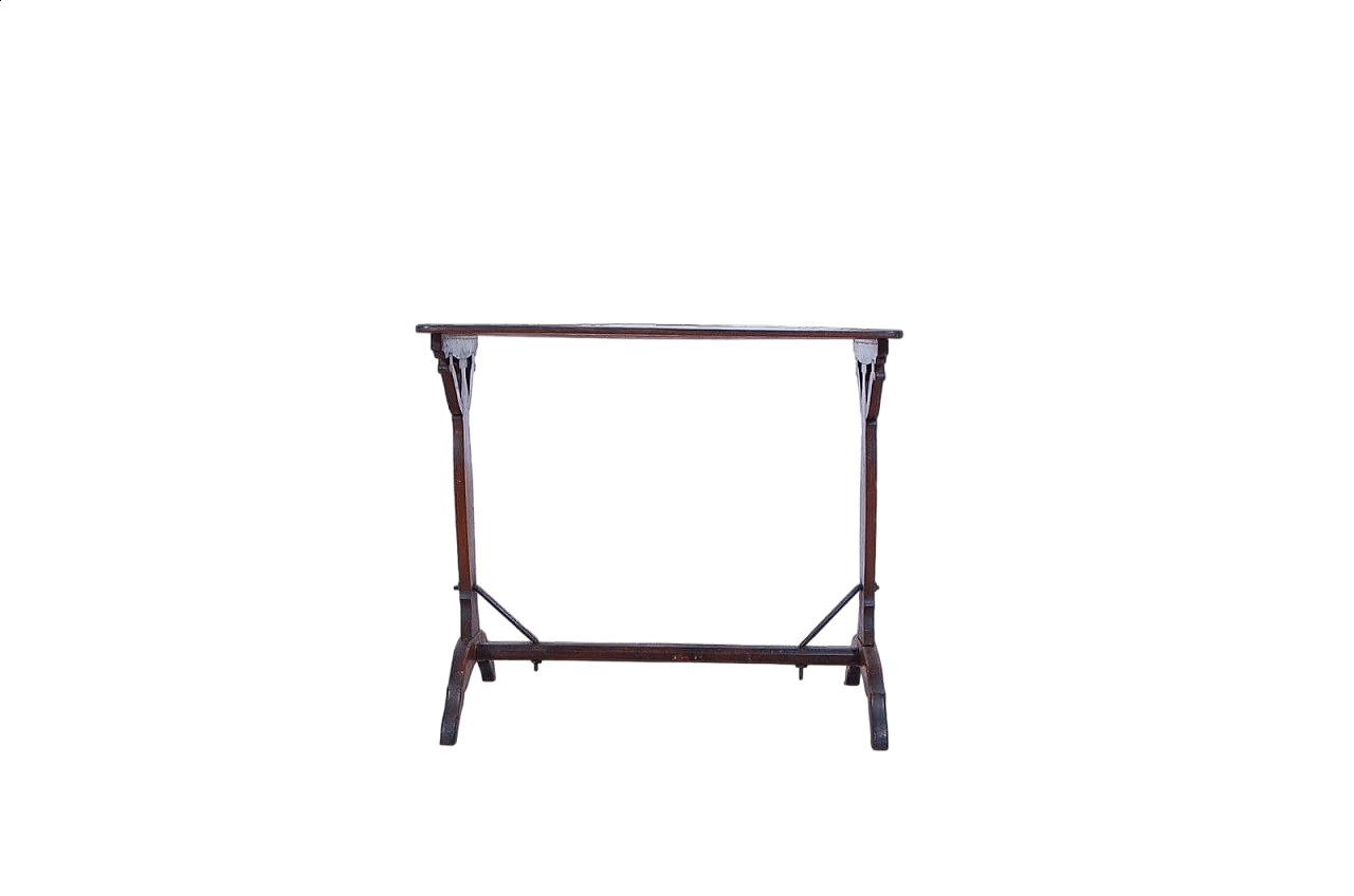 Walnut console table with iron structural struts, second half of the 19th century 12