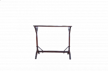 Walnut console table with iron structural struts, second half of the 19th century