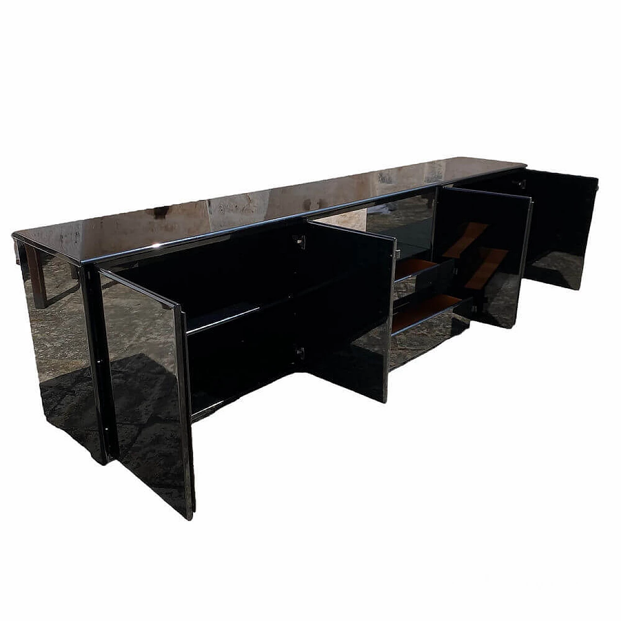 Mou sideboard in lacquered wood with leather handles by Afra and Tobia Scarpa for Molteni, 1970s 5