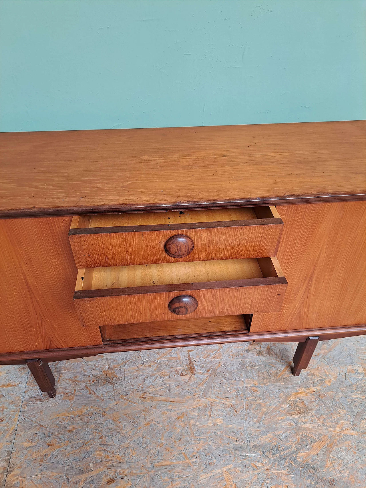 Danish-style sideboard with teak frame and handles, 1960s 4