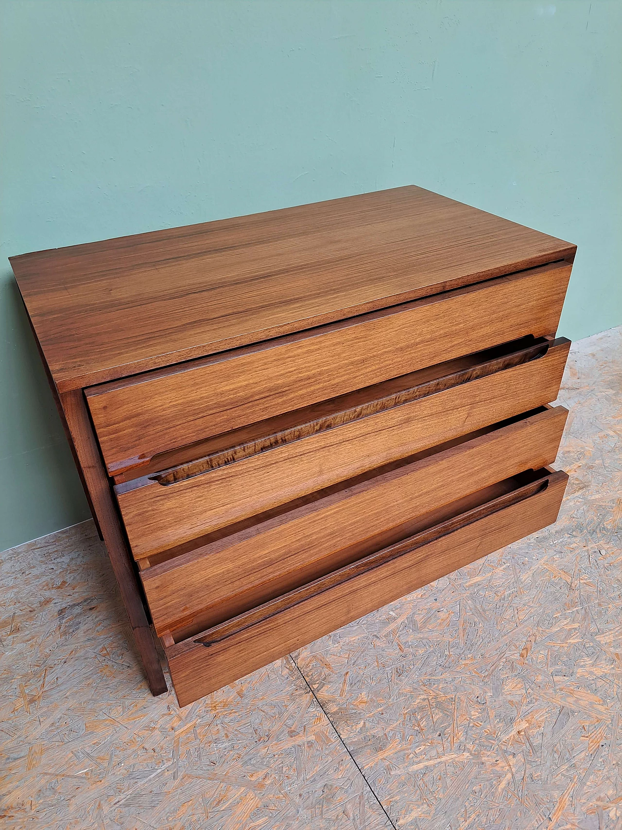 Danish teak chest of drawers with retractable handles, 1960s 3