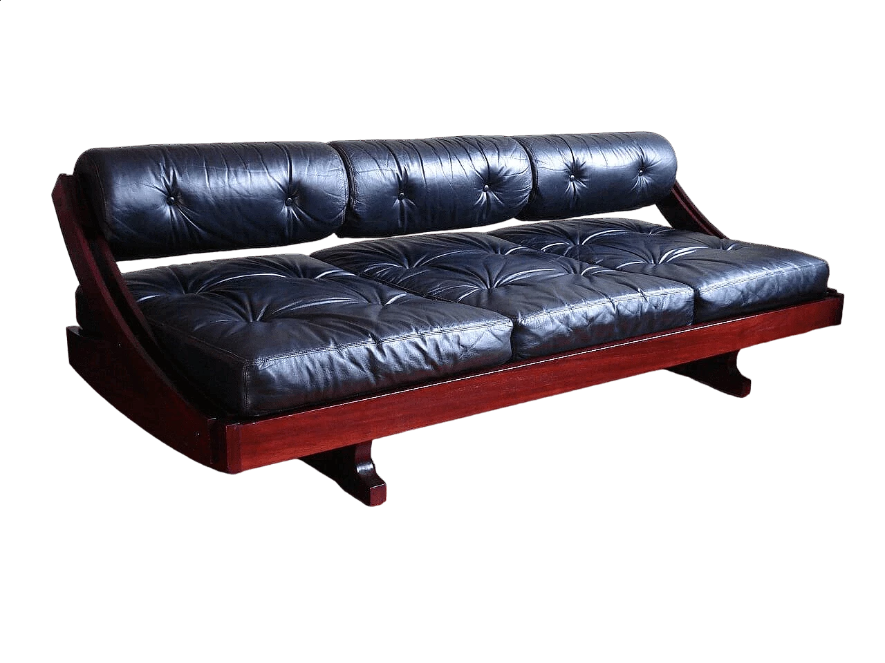 Wood and leather sofa by Gianni Songia for Luigi Sormani, 1960s 2