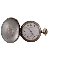 Polished steel pocket watch by Longines late 19th century