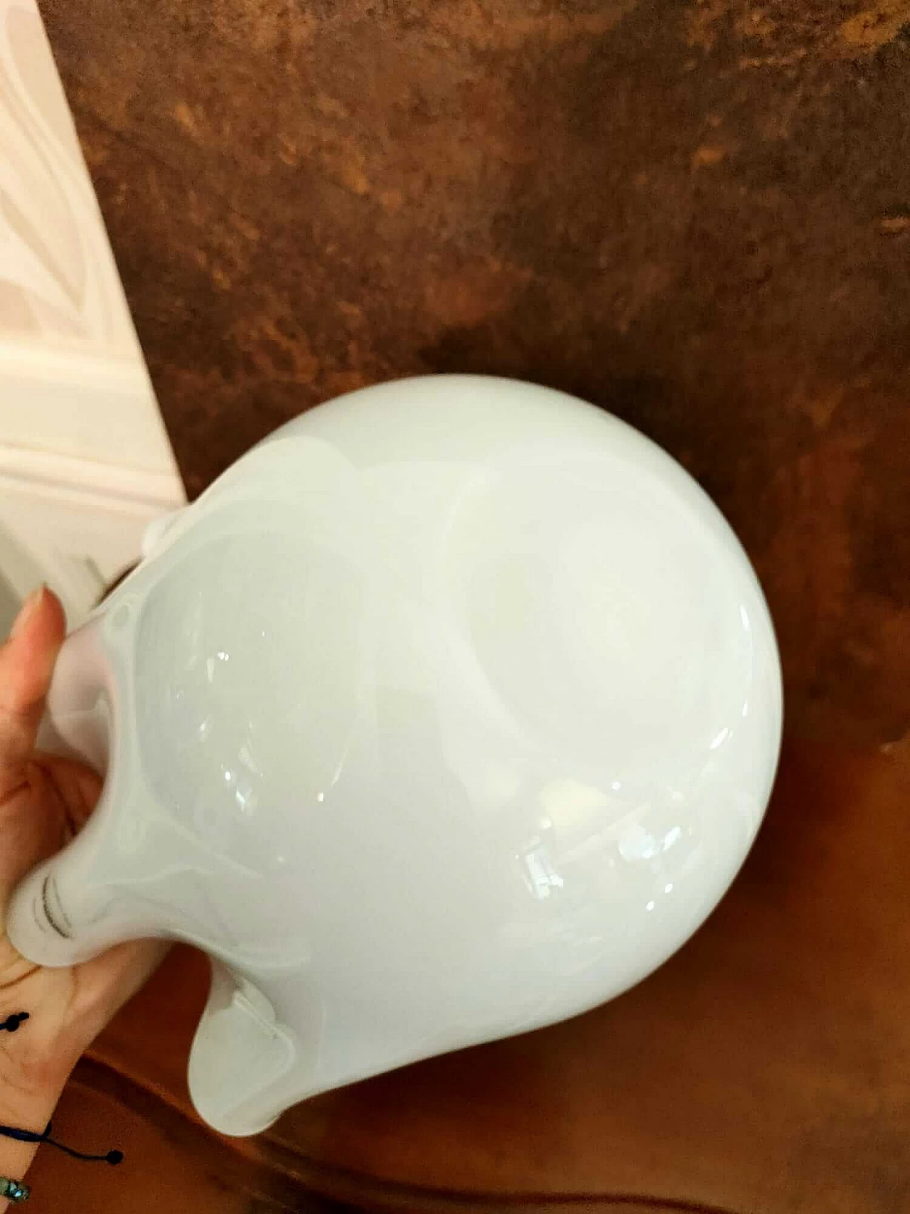 White Murano opaline blown glass Fazzoletto vase 5