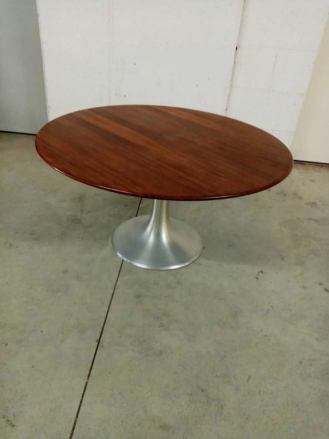 Round aluminum and rosewood coffee table by Beppe Vida, 1960s 3