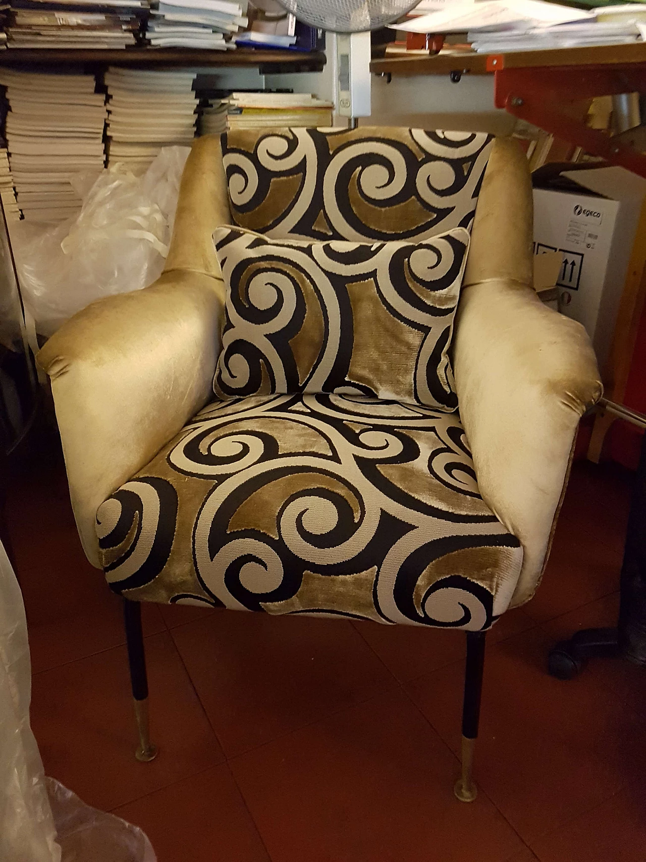 Patterned silk velvet armchair, 1950s 2