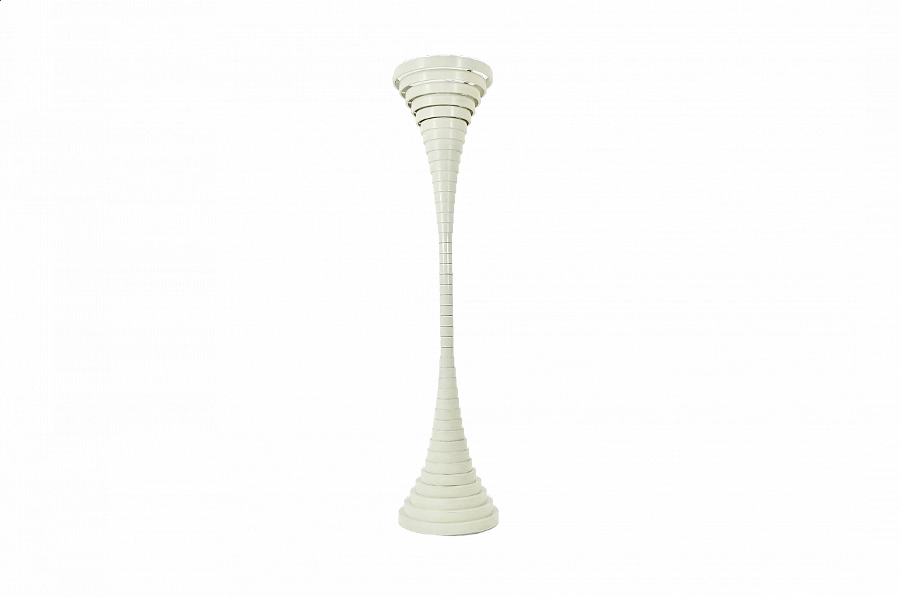 Helga creamy white wooden floor lamp by Sivio Bilancione, 1960s 13