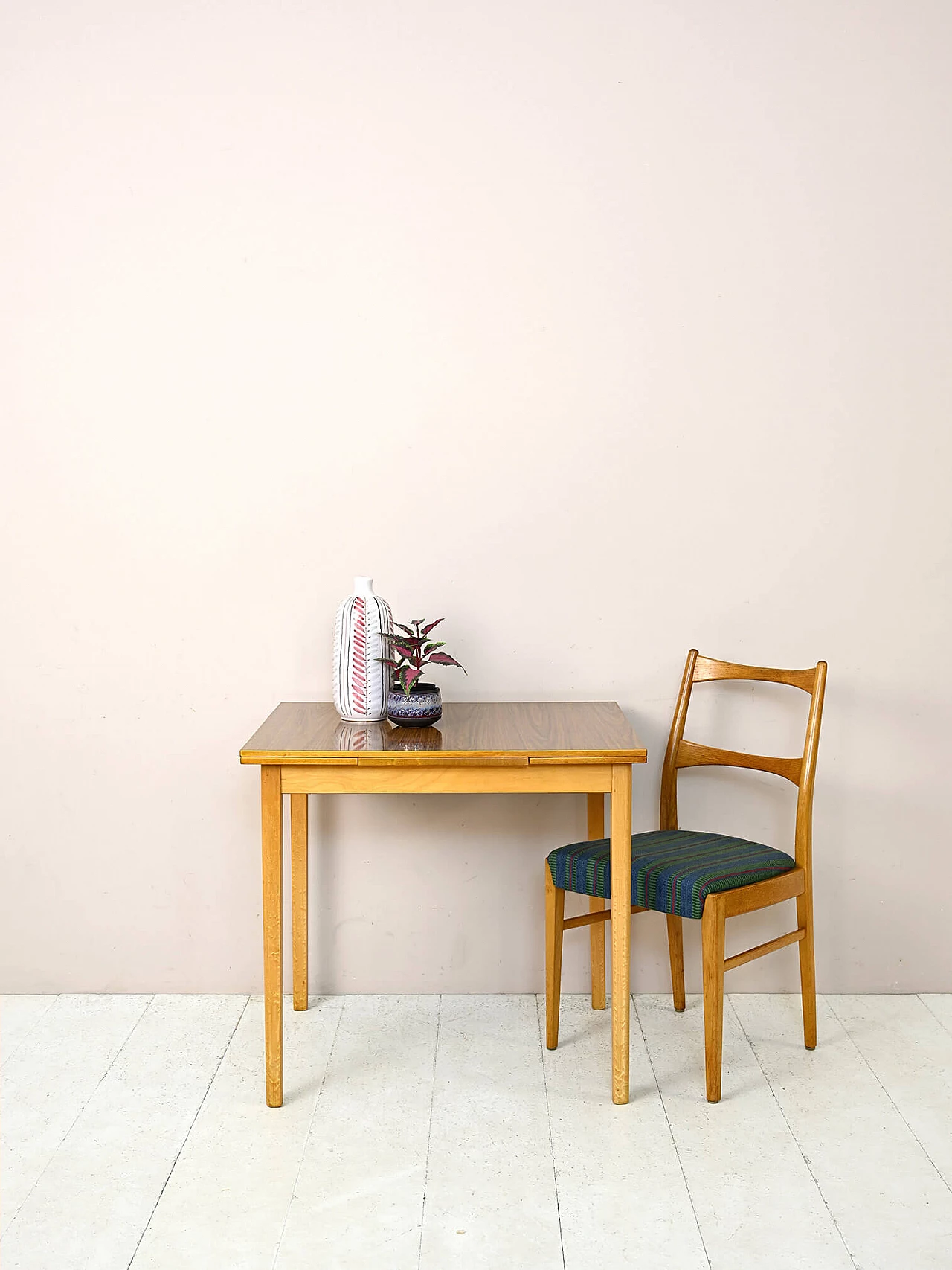 Scandinavian light wood extendable table with formica top, 1960s 1