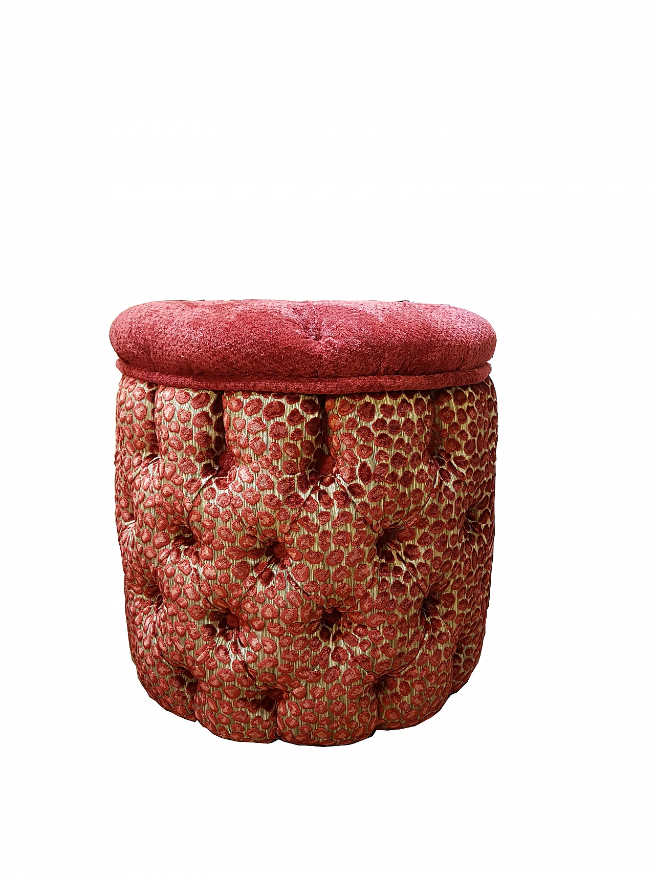 Fabric-covered capitonné pouf, 2000s 1