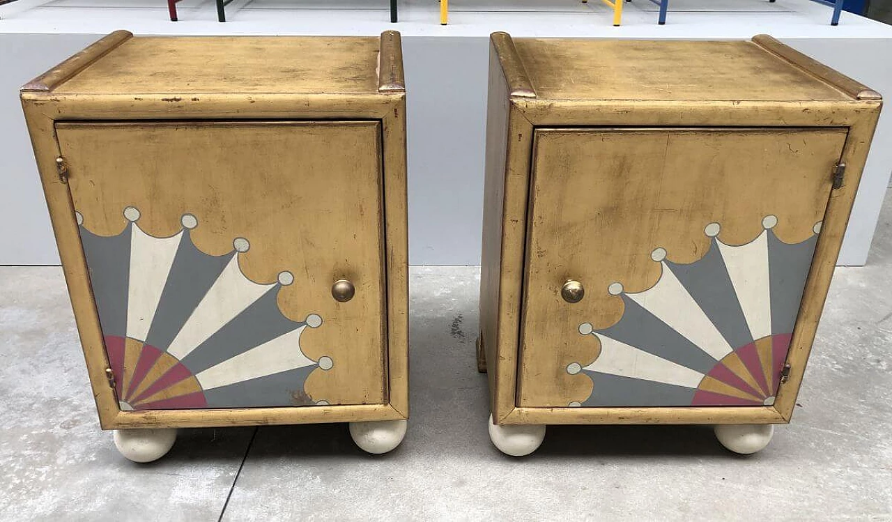 Pair of Futurist wooden bedside tables, 1940s 1