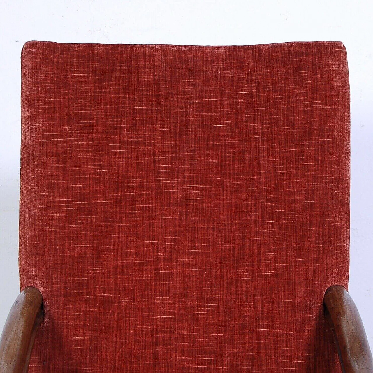 Turned walnut and brick red velvet armchair, mid-19th century 8