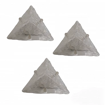 3 Murano glass pyramid wall sconces by Sylcom, 1990s