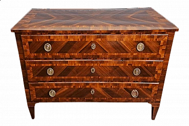 Louis XVI chest of drawers panelled in walnut, cherry and bois de rose, late 18th century
