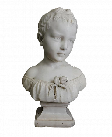 White marble bust depicting a little girl by J. Hoffmann, 19th century