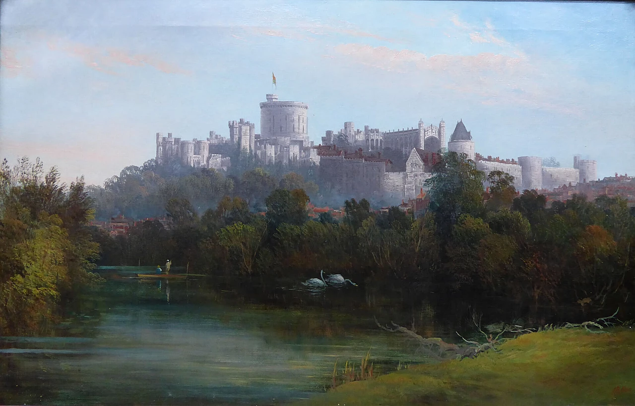 J. B. Allen, View with Windsor Castle, oil on canvas, first half 19th century 6