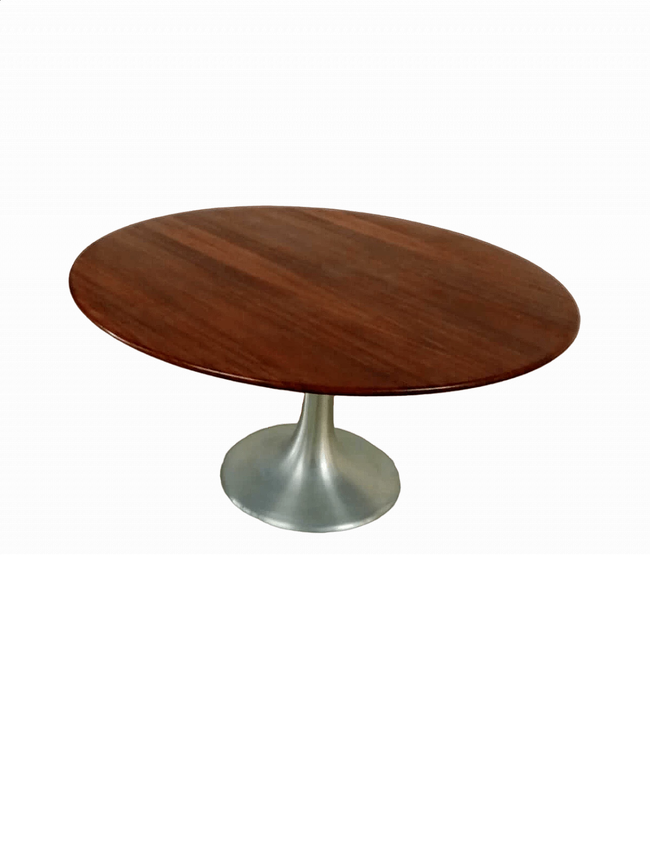 Round aluminum and rosewood coffee table by Beppe Vida, 1960s 4