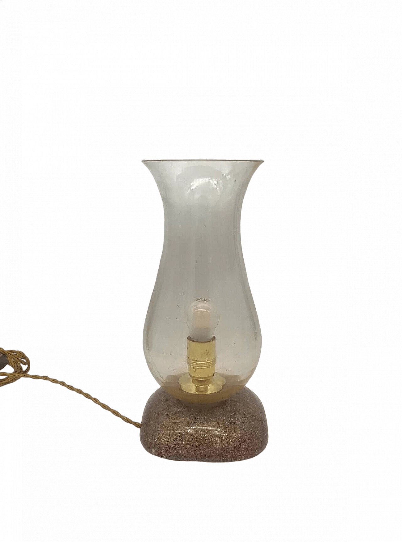 Transparent, red and gilded glass table lamp attributed to Seguso, 1960s 5