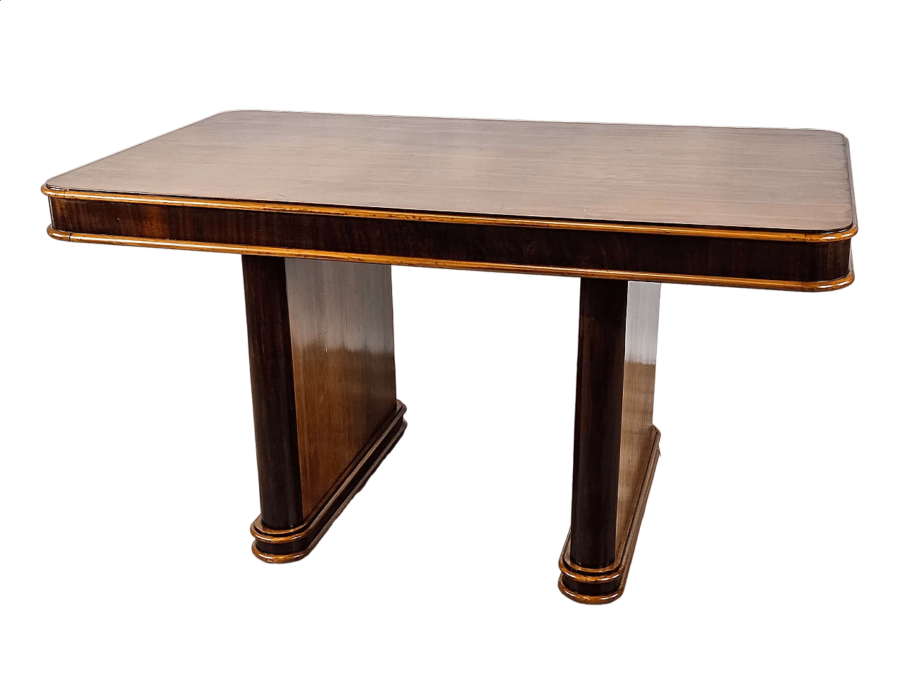 Art Deco table in mahogany and blond walnut, 1940s 27