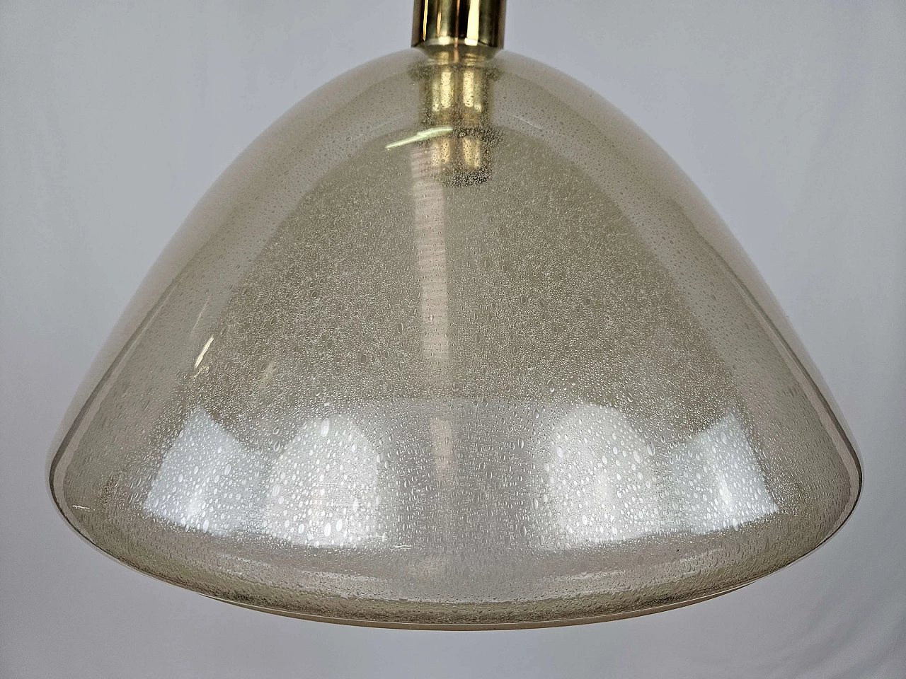 Glass and brass semi-sphere ceiling chandelier, 1960s 2