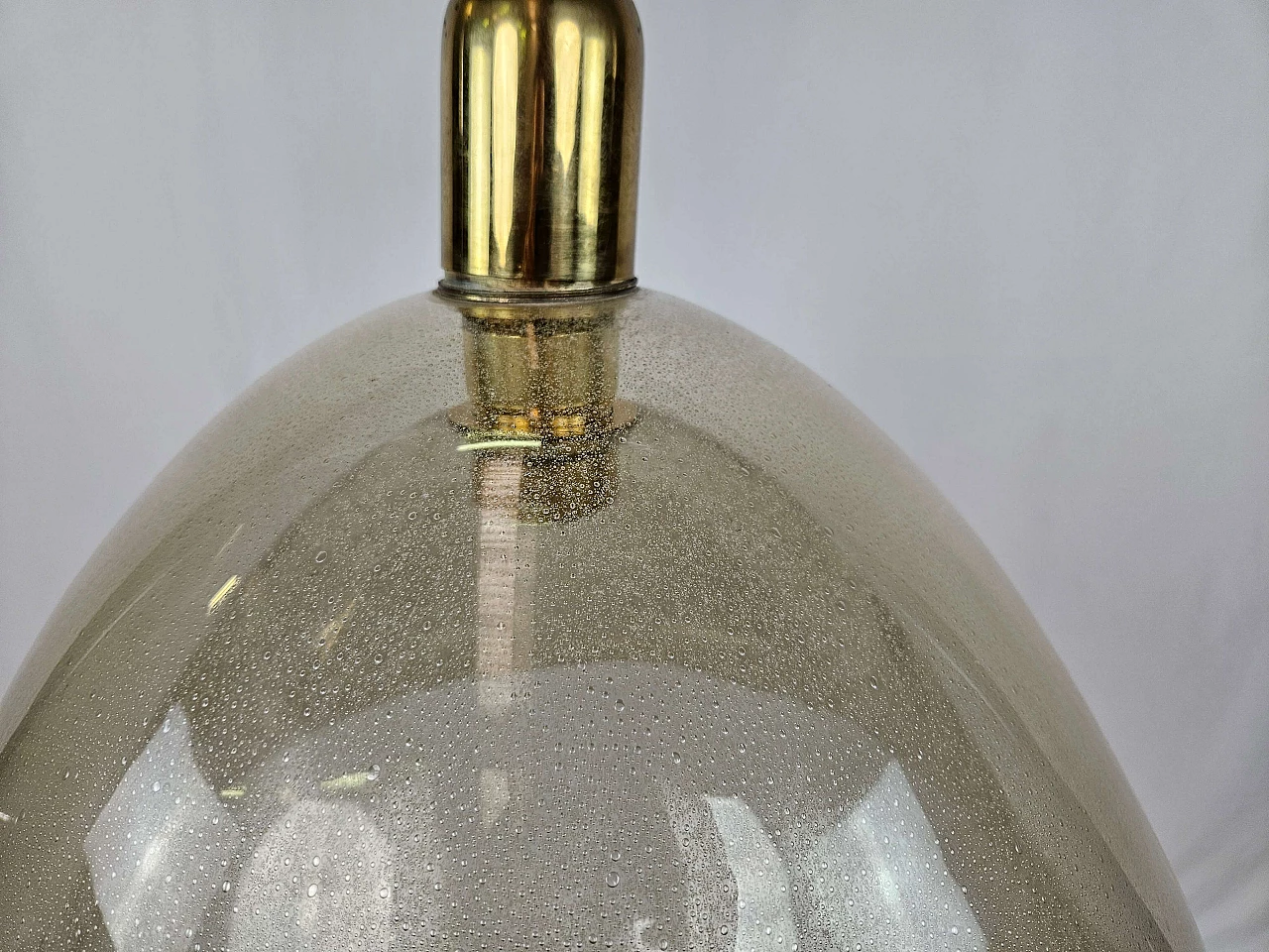 Glass and brass semi-sphere ceiling chandelier, 1960s 5