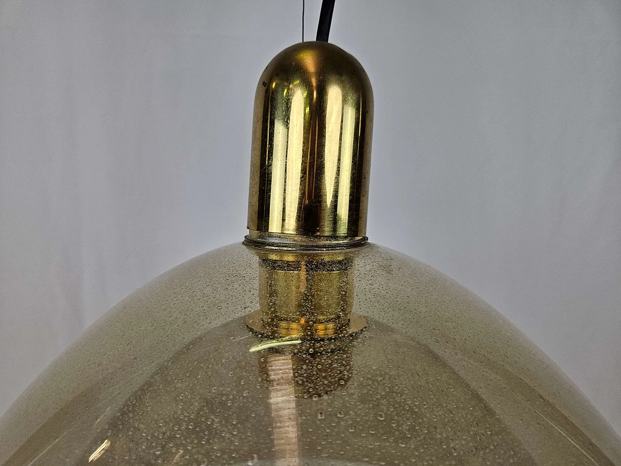 Glass and brass semi-sphere ceiling chandelier, 1960s 14