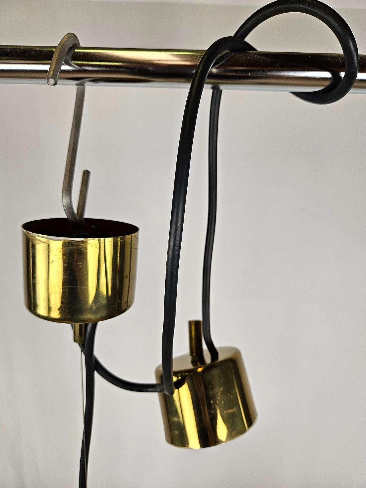 Glass and brass semi-sphere ceiling chandelier, 1960s 22