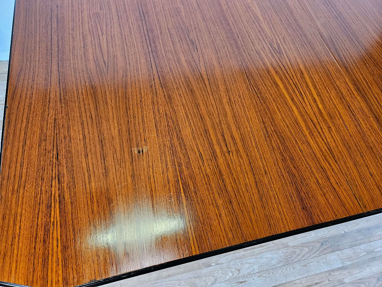 Scandinavian-style extending dining table in walnut and ebony, 1970s 5