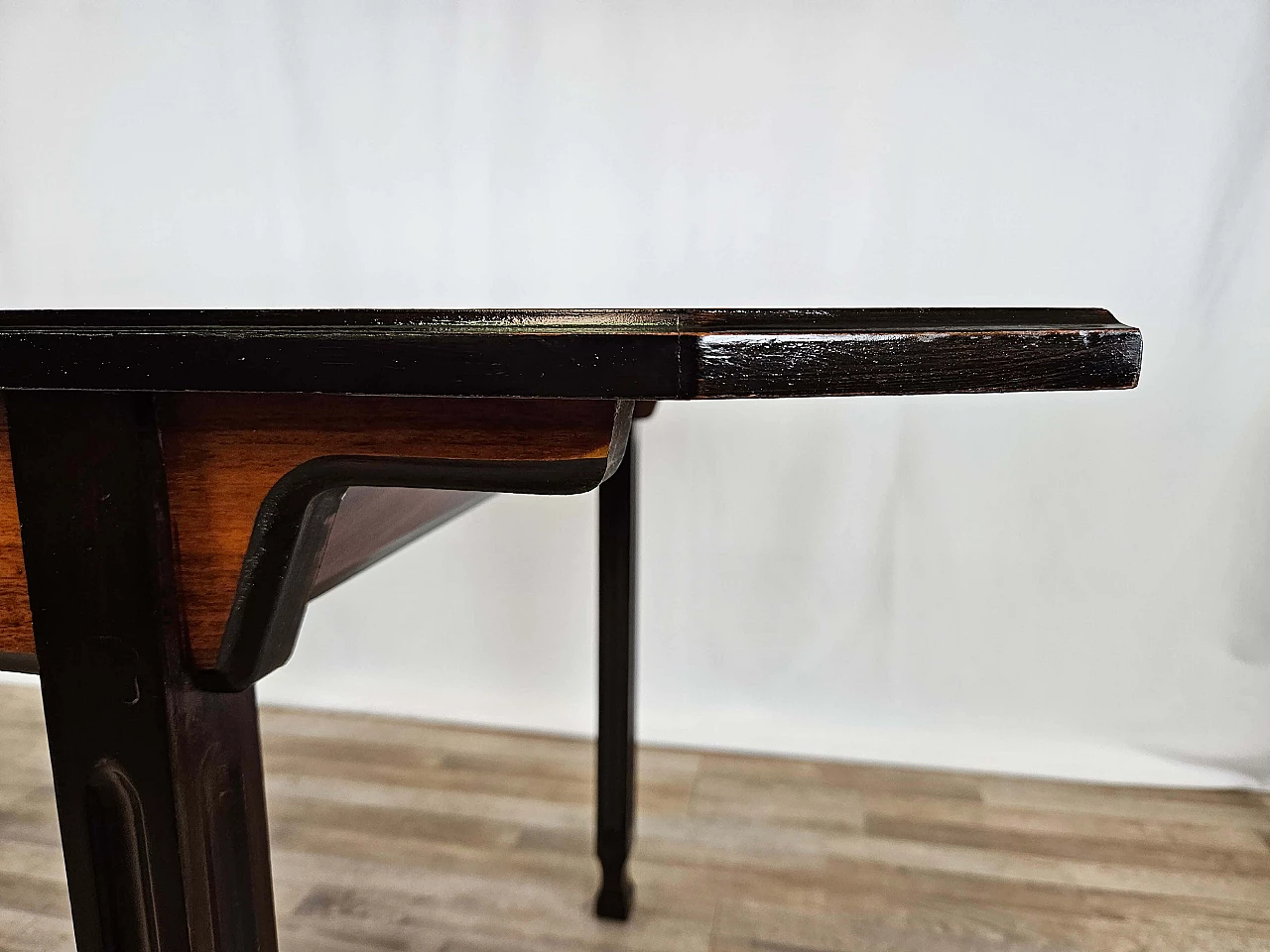 Scandinavian-style extending dining table in walnut and ebony, 1970s 11