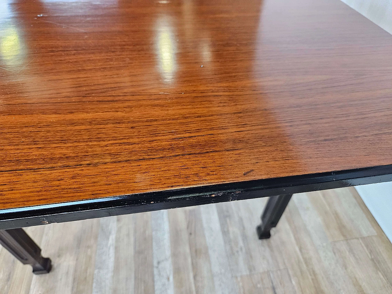 Scandinavian-style extending dining table in walnut and ebony, 1970s 14