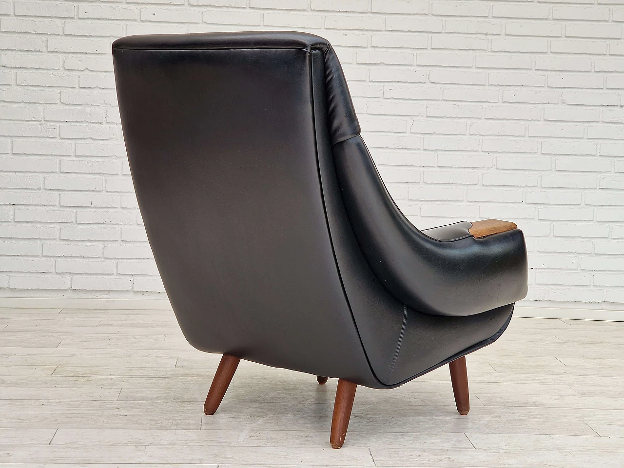 Danish teak and leatherette armchair by Henry Walter Klein for Bramin Møbler, 1970s 6