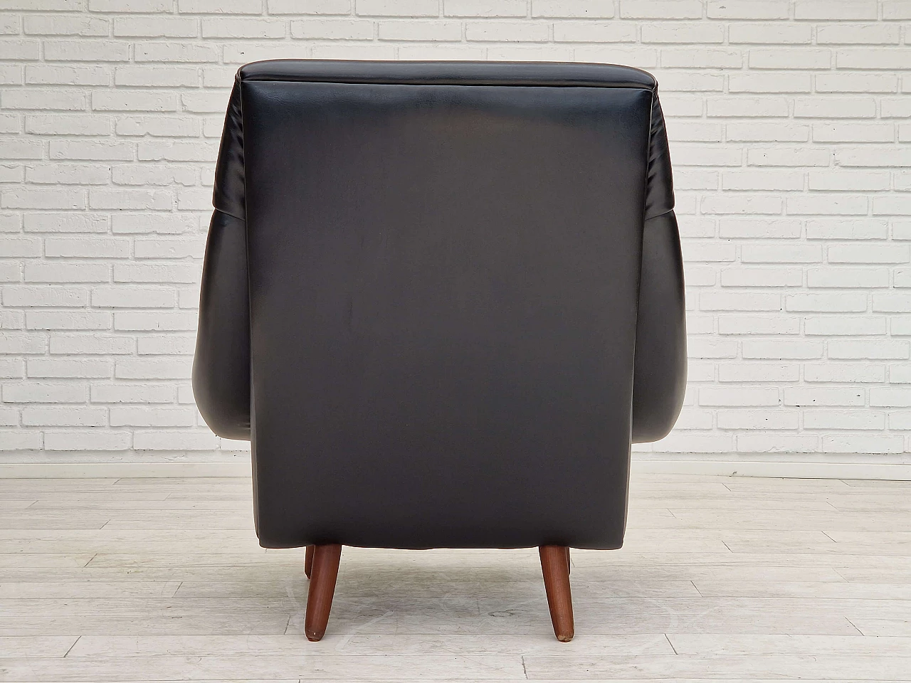 Danish teak and leatherette armchair by Henry Walter Klein for Bramin Møbler, 1970s 7