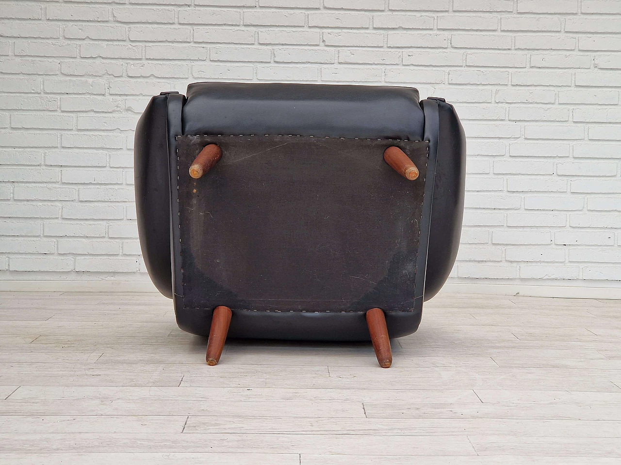 Danish teak and leatherette armchair by Henry Walter Klein for Bramin Møbler, 1970s 18