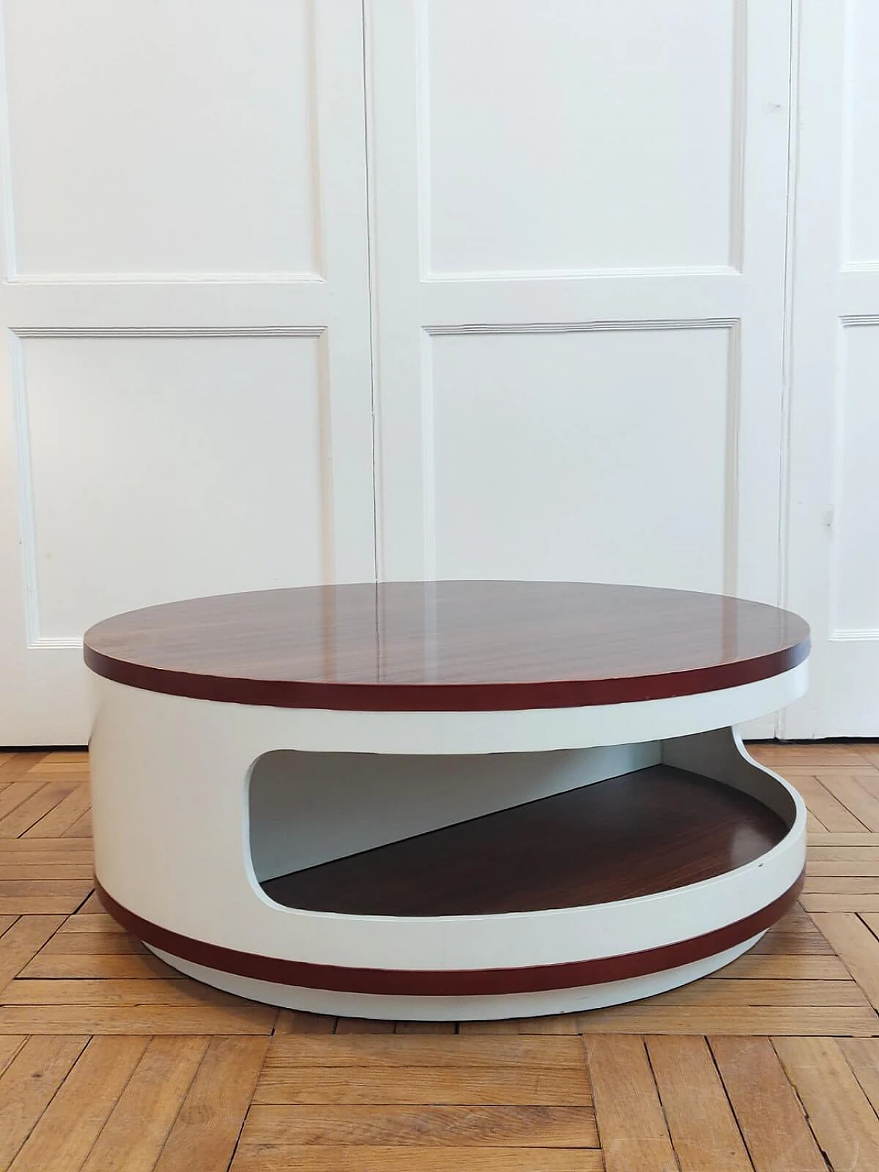 Lacquered wooden bar table with bottle compartments, 1970s 2