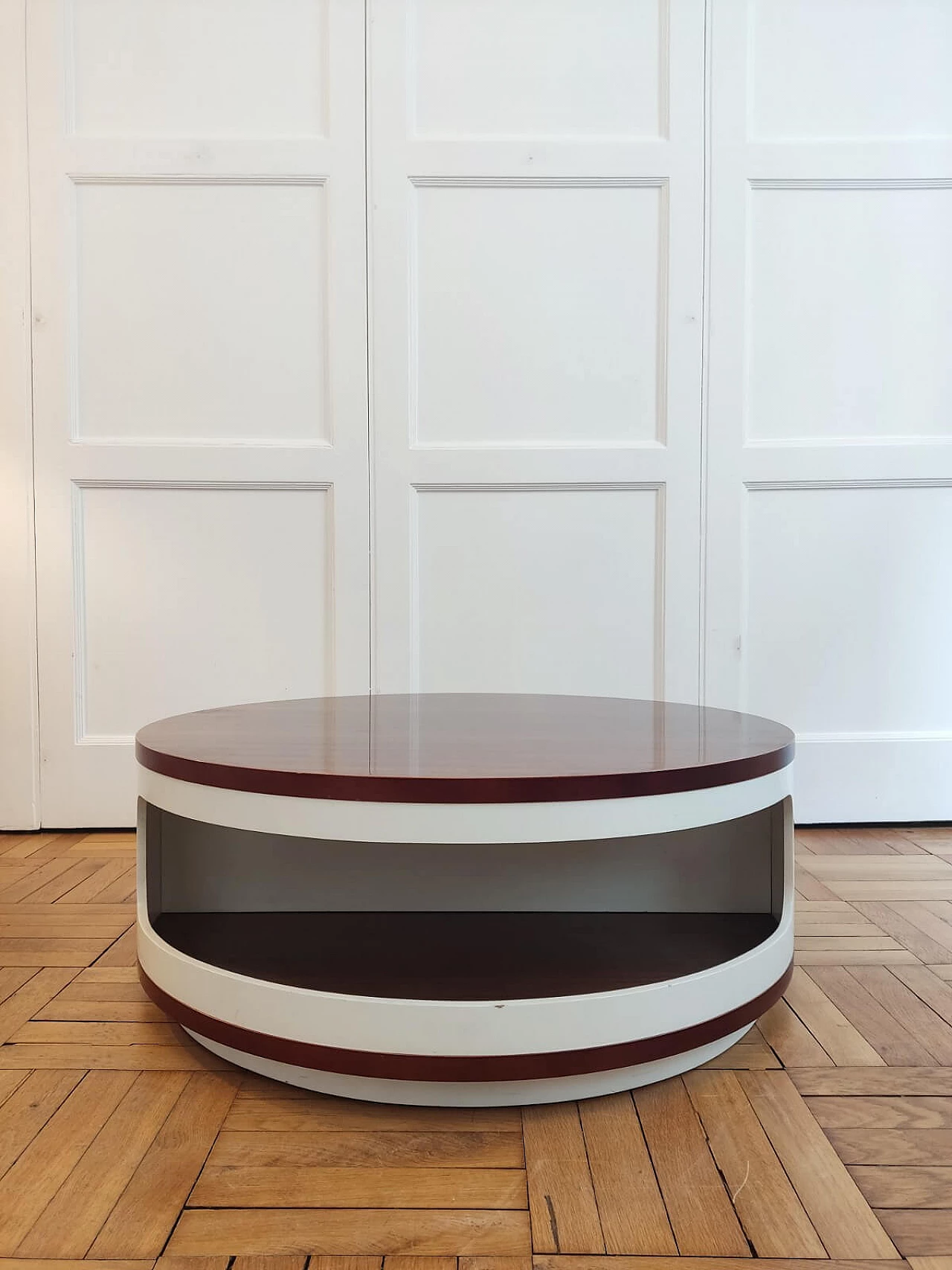 Lacquered wooden bar table with bottle compartments, 1970s 3