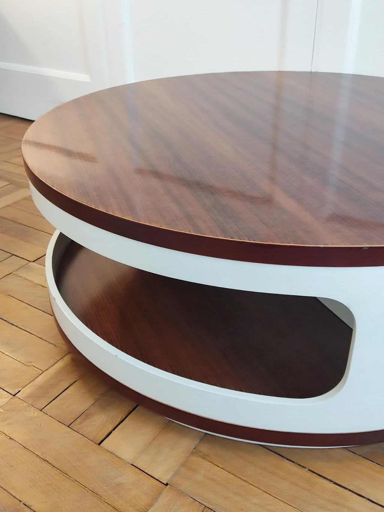 Lacquered wooden bar table with bottle compartments, 1970s 4