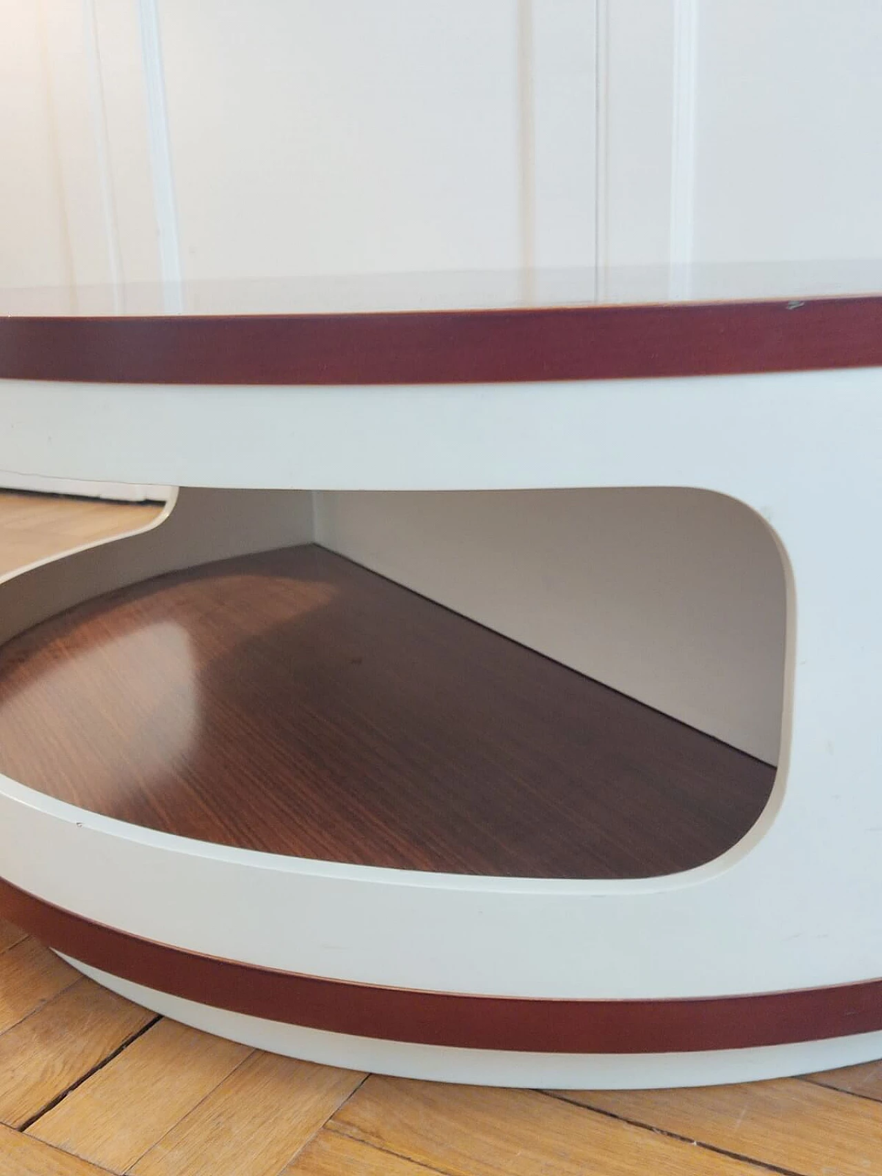 Lacquered wooden bar table with bottle compartments, 1970s 5