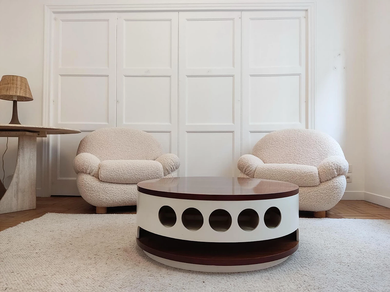 Lacquered wooden bar table with bottle compartments, 1970s 6