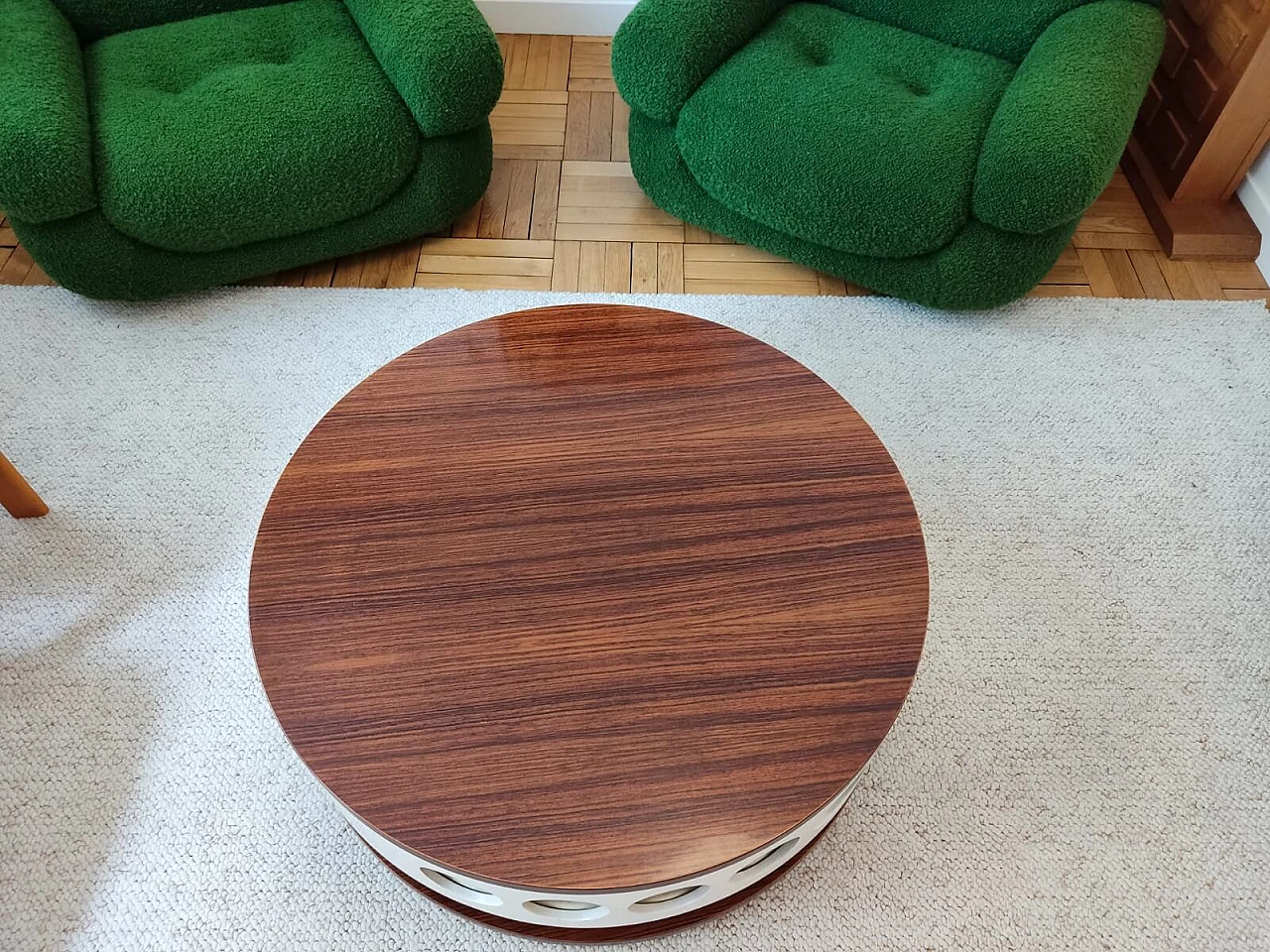 Lacquered wooden bar table with bottle compartments, 1970s 8