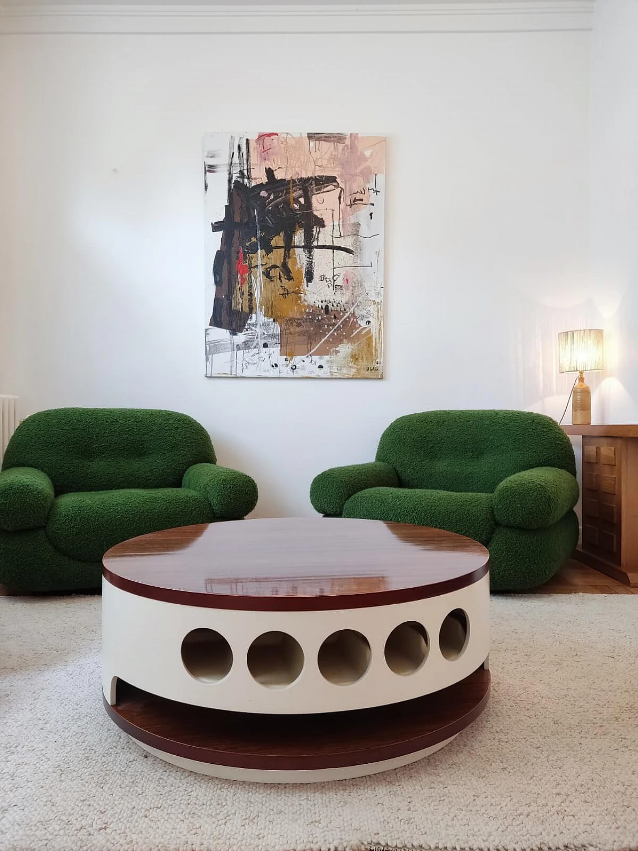 Lacquered wooden bar table with bottle compartments, 1970s 9