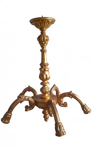 Five-light gilded wood chandelier, 2000s