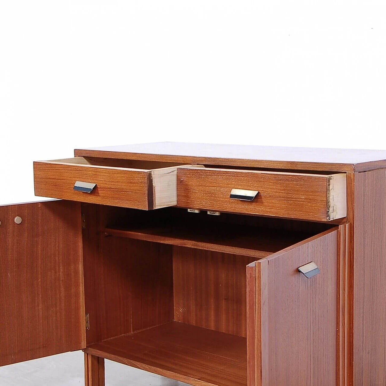 Danish wooden cabinet with 2 doors and 2 drawers, 1960s 5