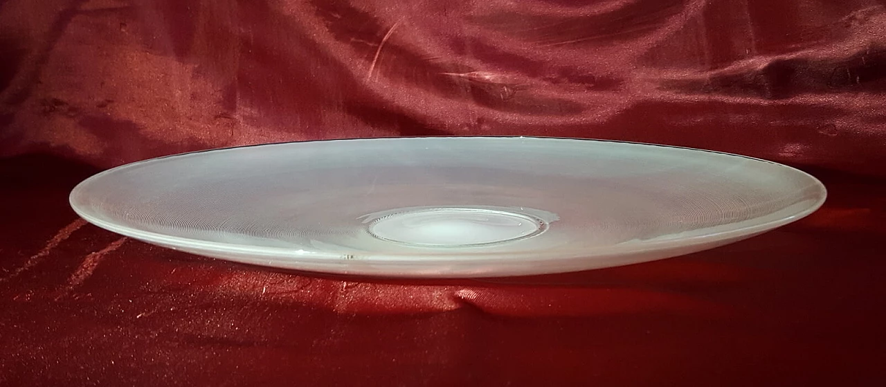 Murano glass Fligrane plate by Tapio Wirkkala for Venini, 1980s 4